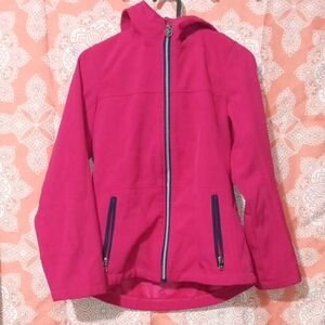 MK Pink Hooded Jacket with Zipper Details